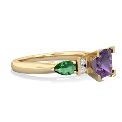 Amethyst 6Mm Princess Eternal Embrace Engagement 14K Yellow Gold ring C2002