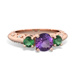 Amethyst Art Deco Eternal Embrace Engagement 14K Rose Gold ring C2003