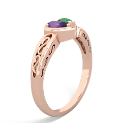 Amethyst Filligree 'One Heart' 14K Rose Gold ring R5070