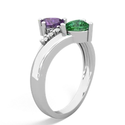 Amethyst Heart To Heart 14K White Gold ring R2064