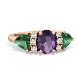 Amethyst Antique Style Three Stone 14K Rose Gold ring R2186