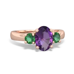 Amethyst Three Stone Oval Trellis 14K Rose Gold ring R4024