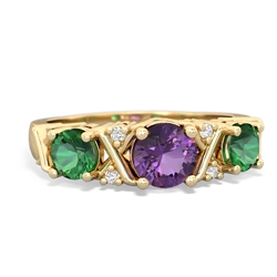 Amethyst Hugs And Kisses 14K Yellow Gold ring R5016