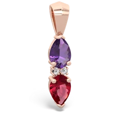 Amethyst Bowtie Drop 14K Rose Gold pendant P0865