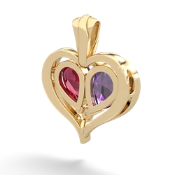 Amethyst Two Become One 14K Yellow Gold pendant P5330