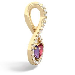 Amethyst Pave Twist 'One Heart' 14K Yellow Gold pendant P5360