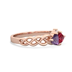 Amethyst Heart To Heart Braid 14K Rose Gold ring R5870