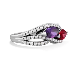 Amethyst Diamond Rivers 14K White Gold ring R3070