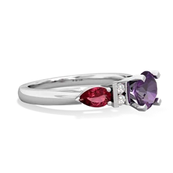 Amethyst 6Mm Round Eternal Embrace Engagement 14K White Gold ring R2005