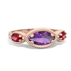 Amethyst Milgrain Marquise 14K Rose Gold ring R5700