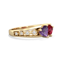 Amethyst Heart To Heart 14K Yellow Gold ring R3342