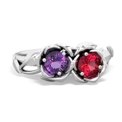 Amethyst Rose Garden 14K White Gold ring R5510