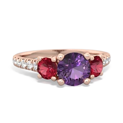 Amethyst Pave Trellis 14K Rose Gold ring R5500