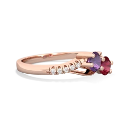 Amethyst Infinity Pave Two Stone 14K Rose Gold ring R5285