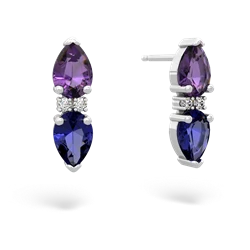 Amethyst Bowtie Drop 14K White Gold earrings E0865