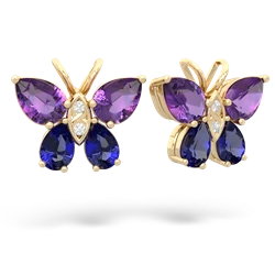 Amethyst Butterfly 14K Yellow Gold earrings E2215