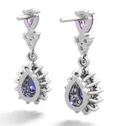 Amethyst Halo Pear Dangle 14K White Gold earrings E1882