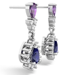 Amethyst Halo Pear Dangle 14K White Gold earrings E1882