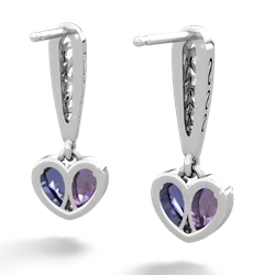 Amethyst Filligree Heart 14K White Gold earrings E5070