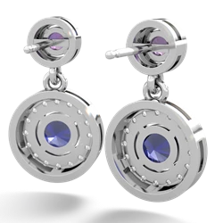 Amethyst Halo Dangle 14K White Gold earrings E5319