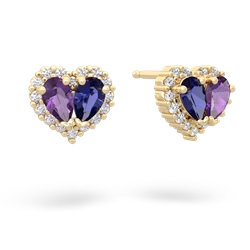 Amethyst Halo 14K Yellow Gold earrings E7008