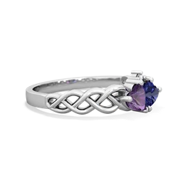 Amethyst Heart To Heart Braid 14K White Gold ring R5870