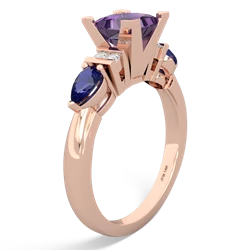 Amethyst 6Mm Princess Eternal Embrace Engagement 14K Rose Gold ring C2002