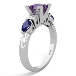 Amethyst 6Mm Princess Eternal Embrace Engagement 14K White Gold ring C2002