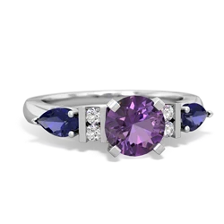 Amethyst 6Mm Round Eternal Embrace Engagement 14K White Gold ring R2005