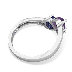 Amethyst Snuggling Hearts 14K White Gold ring R2178