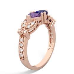 Amethyst Diamond Butterflies 14K Rose Gold ring R5601