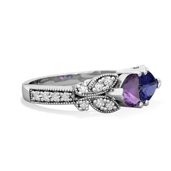 Amethyst Diamond Butterflies 14K White Gold ring R5601