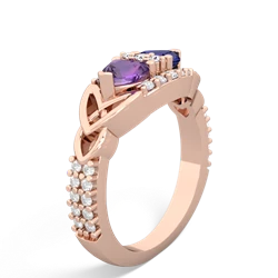 Amethyst Sparkling Celtic Knot 14K Rose Gold ring R2645