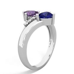 Amethyst Heart To Heart 14K White Gold ring R2064