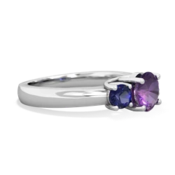 Amethyst Three Stone Round Trellis 14K White Gold ring R4018