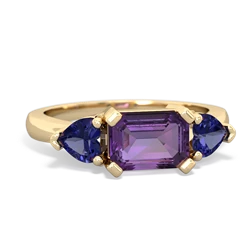 Amethyst Three Stone 14K Yellow Gold ring R5235