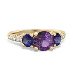 Amethyst Pave Trellis 14K Yellow Gold ring R5500