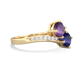 Amethyst Channel Set Two Stone 14K Yellow Gold ring R5303