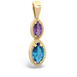 Amethyst Antique-Style Halo 14K Yellow Gold pendant P5700