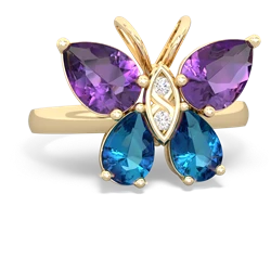 Amethyst Butterfly 14K Yellow Gold ring R2215