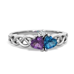 Amethyst Heart To Heart Braid 14K White Gold ring R5870