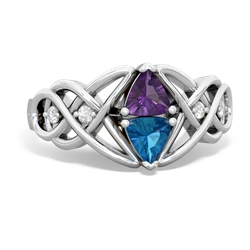 Amethyst Keepsake Celtic Knot 14K White Gold ring R5300