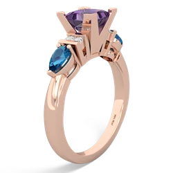 Amethyst 6Mm Princess Eternal Embrace Engagement 14K Rose Gold ring C2002