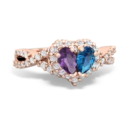 Amethyst Diamond Twist 'One Heart' 14K Rose Gold ring R2640HRT