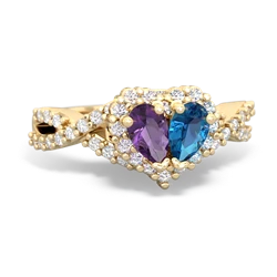 Amethyst Diamond Twist 'One Heart' 14K Yellow Gold ring R2640HRT