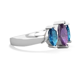 Amethyst Three Peeks 14K White Gold ring R2433