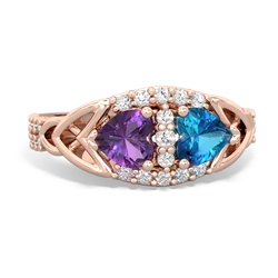 Amethyst Sparkling Celtic Knot 14K Rose Gold ring R2645