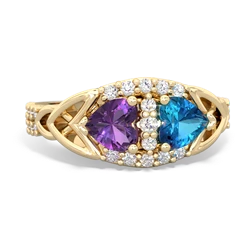 Amethyst Sparkling Celtic Knot 14K Yellow Gold ring R2645