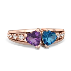 Amethyst Heart To Heart 14K Rose Gold ring R3342