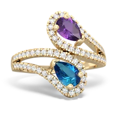 Amethyst Diamond Dazzler 14K Yellow Gold ring R3000